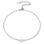 ChicSilver Dainty Heart Initial Anklet Bracelets 925 Sterling Silver Beach Anklet Foot Chain Letter Bracelet Jewelry for Women(V)