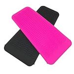 2 Pack Portable Styling Heat mat, Heat Resistant Silicone Mat Pouch,Curling Iron pad Cover, Hair Straightener Travel Bag Case, for Flat Iron, Curler Wand, Hot Waver, Salon Tools (Black and Pink)