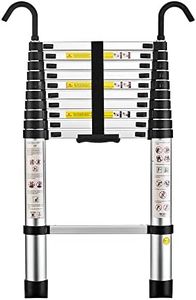 STANEW Telescopic Ladder 3.2 M /10.5 FT,Aluminium Ladders Extendable with Detachable Hooks, Multi-Purpose Telescoping Ladder with Thickened Non-Slip Feet, Max Load 150 KG