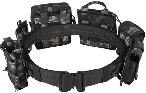 BOMTURN Tactical Battle Belt with Pouches Accessories Law Enforcement Duty Belts Combat Belts Military Utility Police Belt 8ps