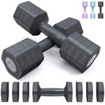 Sportneer Adjustable Dumbbells Hand Weights Set: 1 Pair 2 4 6 8 10lb (2-5lb Each) Fast Adjust Dumbbell Weight 6 In 1 Free Weights Barbells For Women Men Home Gym Workout Strength Training (Black)