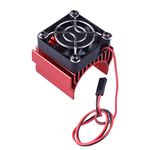 HobbyPark Aluminum Heat Sink with 5V Cooling Fan fit 540 550 3650 Size Brushless Engine Motor Heatsink for 1/10 RC Car Truck Buggy Crawler (Red)