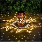 Solar Lanterns Outdoor Waterproof Butterfly Garden Decor as Birthday Gifts for Women Mom,Hollow Out Retro Metal Decorative Garden Light,Graceful Decoration for Patio,Yard,Landscape,Walkway,Festival