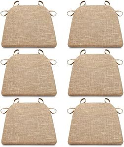 Tromlycs Kitchen Chair Cushions with Ties for Dining Room Chairs Seat Pads Set of 6 Farmhouse 16 x 16.5 inch Nature Linen