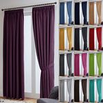 John Aird Thermal Energy Saving Blackout Tape Top Curtains - Matching Tiebacks Included (Aubergine, 229 x 183cm (90"x 72"))