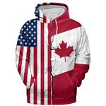 VNBNT Us Canada Flag Mens Womens Hoodie with The Design Vintage Combination Canadian American Flag Groovy Style