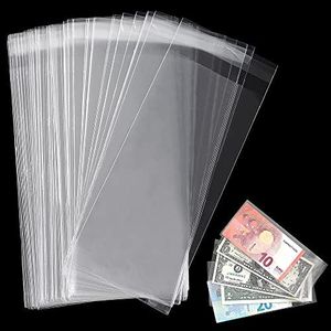 Uncle Paul Clear Paper Money Holder 17.5x7.5CM/6.9x2.9IN - Currency Sleeves Money Sleeve PP Material for Banknote/Bill/Trading Card/Stamp 100 Pieces PN01M100