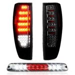 Tresound Tail Light + 3rd Third Brake Cargo Lamp for Chevy Colorado & GMC Canyon 2004-2012 High Mount Stop Light Rear LED Taillight Assembly Chrome Housing Red Lens