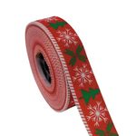 Oasis Ribbon for Multipurpose Gift-Hamper Wrapping, Arts & Crafts, Decoration & Flower Bouquet Wrapping, 1Inchx25mtr, Pack of 1, Christmas Tree Red & Green