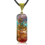 WULILONG 7 Chakra Healing Crystal Natural Gemstone Rainbow Crystals Orgone Energy Generator Protection Amulet Pendant Necklace for Women Men (Rectangle) (#1)