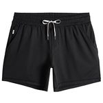 MaaMgic Mens Workout Shorts 5" Short Shorts Soft Stretch Running Gym Athletic Shorts with Zip Pockets,Black,Medium