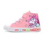 EUXTERPA Kids Light Up Trainers, Boys Girls High Top Pumps Flashing Sneakers Toddler Easy Fasten Canvas Shoes Unicorn Size 6