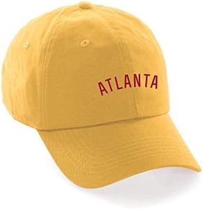 Daxton USA Cities Baseball Dad Hat Cap Cotton Unstructure Low Profile Strapback - Atlanta Gold Red
