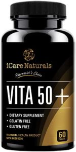 iCare Naturals Vita 50+ - Multivitamins for Seniors aged 50 and above - Health Supplement for Adults – Gluten Free | Vegetarian Friendly | Halal | Manufactured in Canada FDA Registered | GMP Certified - 60 count - 2 months’ supply.