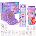 CGBOOM Decorate Your Own Water Bottle and Baseball Cap with Stickers for Girls, Unique Craft Kit as Gift for Girls, DIY Creativity Birthday Present for Girls