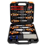 SIIIXS 8pcs Premium Wood Chisel Set, 8pcs Wood Chisel with 1 Honing Guide, 1 Sharpening Stone and 2 Carpenter Pencils