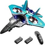 4DRC V17 Remote Control Plane RC Airplanes 2.4GHz 6CH EPP RC Plane 4 Motor RC Aircraft Toys for Adult Kids with Function Gravity Sensing Stunt Roll Cool Light RC Planes Airplanes 2 Batteries