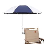 GRANDMEI Chair Parasol with Clamp,46 inches UPF 50+ Clip on Umbrella for Patio,Beach Chairs,Strollers,Wheelchairs,Golf Carts (White/Blue)