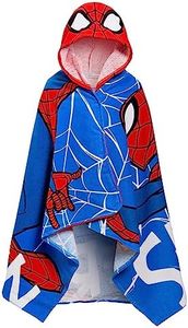 Spider-Man Hooded Towel 100% Cotton Dress Up Avengers Poncho Kids Bath Beach Towel Swimming Wrap Boys Changing Robe, Blue