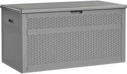 YITAHOME XXL 230 Gallon Large Deck Box, Double-Wall Resin Rattan Outdoor Storage Box with Flexible Divider for Patio Cushions Pool Float Garden Tools, 1000lbs Load Capacity Lockable Waterproof (Gray)