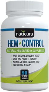 Naticura: Hem-Control Natural Hemorrhoid Supplement - Vegan Herbal Supplement with Psyllium Husks, Witch Hazel, and Ginger Root - 90 Count - Inflammation-Fighting Digestive Support