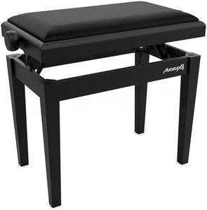 Audibax KB600 Noir - Tabouret pour Piano ou Clavier Banc de Piano de Pliage, de Haute Résistance Réglable en Hauteur à partir de 47,5 à 56,5 cm - Tabouret pour Clavier Collier en Bois