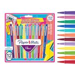 Paper Mate Flair Felt Tip Pens Medium Point (0.7 mm) Marker Pens Assorted Retro Colouring Pens For Kids & Adult ColouringJournalling & More 12 Count