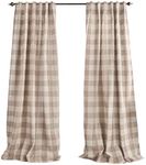 Elrene Home Fashions Grainger Buffalo Check Blackout Window Curtain Panel, 52" x 95" (1), Linen