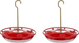 Hummingbird Feeder for Outdoors Hanging, 2 Pack, Leak-Proof, Easy to Clean and Refill, Saucer Humming Feeder for Hummer Birds, Including Hanging Hook, with 5 Feeding Ports