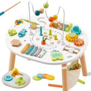 Giant bean® Wooden Activity Table for 1 Year Old,Montessori Learning Table