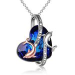 YAFEINI Dolphin Necklaces 925 Sterling Silver Crystal Dolphin Pendant Ocean Jewelry Mother‘s Day Gifts for Women Mom Wife