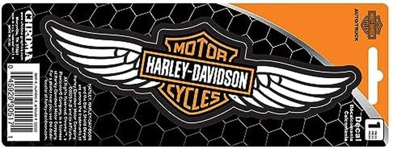 CHROMA 30517 Harley-Davidson Winged Bar & Shield Logo Decal - Orange/White - 3 x 8 inches