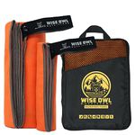 Camping Towel by Wise Owl Outfitters - Ultra Soft Compact Quick Dry Microfiber - Great for Fitness Hiking Yoga Travel Sports Backpacking The Gym - Free Bonus Hand Towel Orange Large 24x48
