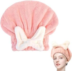KBR® Super Absorbent Hair Towel Wrap for Wet Hair, Quick Dry Head Wrap with Bow-Knot Shower, Microfiber Hair Towel Wrap for Women (Pink)