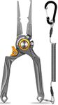 TRUSCEND Lockable Fishing Pliers Saltwater with Mo-V Blade Cutter, Corrosion Resistant Teflon Coated Muti-Function Fishing Gear as Split Ring Plier Line Cutter Hook Remover, Fishing Gifts for Men