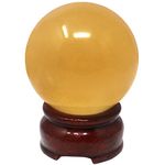 Feng Shui Natural Citrine Crystal Sphere Ball 2" +Stand and One Free Red String Bracelet Y1386