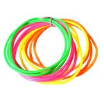 HD Novelty Pack of 12 Gummie Bracelets Bright Gummy Jelly 2.5" Rubber Bangles Shag Bands Friendship Wristbands Party Bag Fillers and 80s Fancy Dress Accessories Gummy Bangles (Neons)