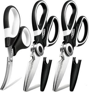 OMDAR Kitchen Scissors All Purpose 3 Pack - Heavy Duty Stainless Steel Cooking Shears for Cutting Meat, Food, Fish, Poultry Multipurpose Sharp Sissors for Dishwasher Safe