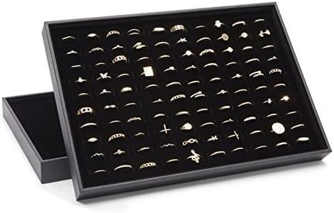 Juvale 2 Pack Ring Display Tray Velvet, 100 Slot Foam Jewelry Organizer for Storage (13.8x9.5 x1.3 in)