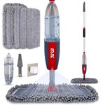 Spray Mop for Floor Cleaning with 4 Washable Reusable Pads a 360ML Refillable Bottle and 1 Scraper 1 Mop Holder Commercial Use Dry Wet Flat Mop for Home Kitchen Hardwood Laminate Wood Ceramic Vinyl