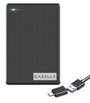 GAZELLE Ultra Slim Portable External Hard Drive HDD - 2 in 1 Type C and USB 3.0- for PC, Mac, Laptop, PS4, Xbox one, Xbox, Tablet, ipad, Mobile - Black (250GB)