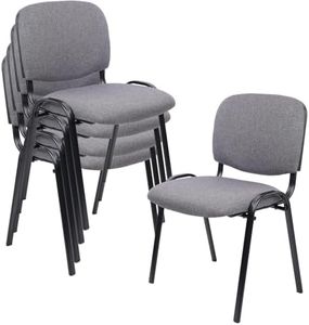 CLATINA Set of 5 Pack Waiting Room Chairs Fabric Grey Stackable Chairs Metal Frame with Thickened Seat Back Cushion for Waiting Conference Room Guest Chairs