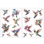 Everjoy Realistic Watercolor Hummingbirds Temporary Tattoo Stickers - Waterproof Fake Tattoos for Women and Girls