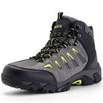 SHULOOK Walking Boots Mens Comfortable Hiking Boots High Rise Non-Slip for Trekking Outdoor (Grey/Green 11UK)