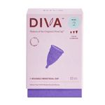 DIVA Cup - Medical Grade Silicone Cup for Period Care - Reusable Menstrual Cup - Up to 12 Hours of Continuous Wear - Model 2 (For Wide Vaginal Canals, Post-Partum & Ages 35+)