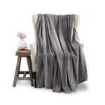 Vellux 1B07156 Soft 240 GSM Micro Fleece Easy Care Machine Washable Pet Friendly Solid Bed Sofa Blankets King, Grey, Polyester