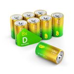 Size D batteries |Pack of 8| GP Batteries |Superb operating time| LR20 | 13A | 1.5V | MN1300