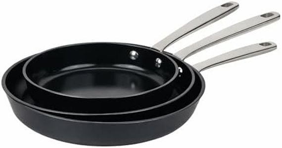 Alva Maestro 3-Piece Ceramic Nonstick Frying Pan Set - PFAS/PFOA/PTFE-Free Skillet Cookware, Induction & All Stovetop Compatible, Oven Safe with Stay-Cool Handles Cooking Set