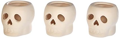 Baker Ross AG9942 Ceramic Skull Tealight Holders (Pack of 3) for Kids to Decorate and Display, Assorted