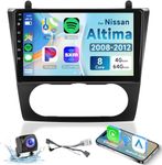 8 CORE 4G+64G Car Radio for Nissan Altima 2008-2012 with Wireless CarPlay/Android Auto, 9 inch 1280 * 720P IPS Touch Screen Stereo Android 13 GPS WiFi Bluetooth DSP SWC+HD Backup Camera(Manual A/C)